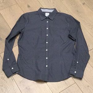 Woman’s Brooks Brother fitted non-iron navy/white flowers button up shirt size12